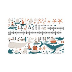 無痕兒童身高貼 3D立體, 海洋世界, 海洋世界(2片)
