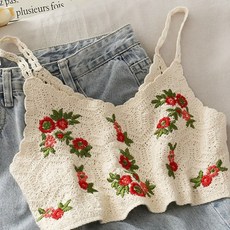 小吊帶鏤空刺繡針織背心 實穿外搭 百搭 日系淑女夏季復古