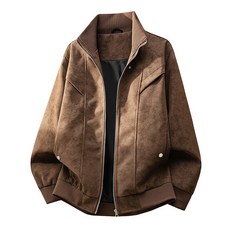 純色翻領寬鬆休閒夾克外套 - 2026春季新款男士時尚戶外穿搭, XL码 建议体重（60-67.5公斤）, 卡其色