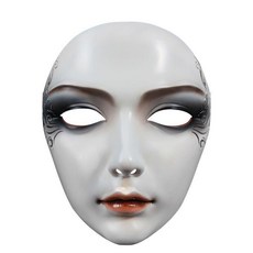 虞美人面具 手繪面具 漢服面具 化妝舞會面具, 1個, 暗黑王子黑色