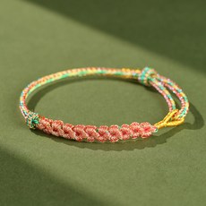 五彩繩手鍊 DIY 串珠編繩, 幻彩桃花結橘色）, 1個