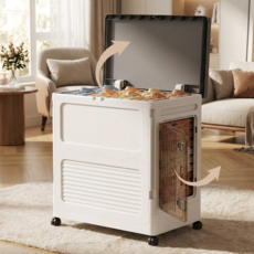 로이에 대용량 보관함 이동식 접이식 리빙박스 이불 옷 정리함, 1개, 화이트 + 그레이 상판