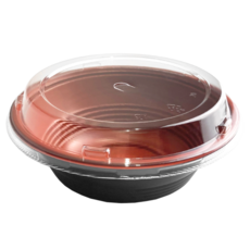 【盒作社】日式圓形丼飯盒550ML[箱購優惠]黑色塑膠餐盒/可微波餐盒/外帶餐盒/一次性餐盒, 1個