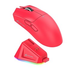 ATTACK SHARK 無線電競滑鼠 RGB充電座, 紅色, Attack Shark X11 三模輕量無線滑鼠