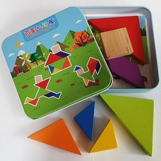 IQPLUS 퍼즐 / 칠교놀이 자석칠교 펜토미노 비즈퍼즐 슬라이딩퍼즐 조각맞추기 구슬퍼즐 입체사목 구슬퍼즐 하노이탑 T퍼즐, 케이스 칠교, 1개, 1인용