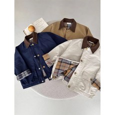 兒童春秋外套2025春男女童日韓潮牌格子拼接夾克寶寶經典洋氣風衣