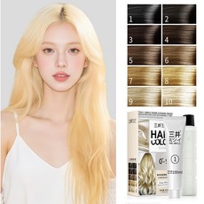 강력 탈색제 집에서 간편 사용 식물성 성분 손상 적은 헤어 탈색 크림 9도 탈색 가능, 1개, 200ml