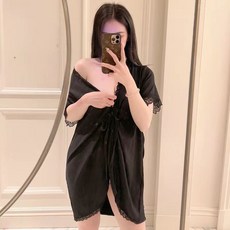 網紅ins風睡袍 女士純欲浴袍 中長款睡衣