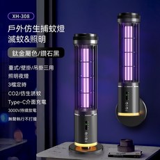 XH-308 戶外滅蚊燈 滅蚊&照明, 灰色【壁挂兩用-自動誘蚊+光控感應】,七天鑒賞期+内附充電缐