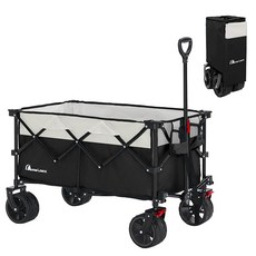 MOON LENCE 캐리 워곤 브레이크가 달린 접이식 캐리 카트 대용량 156L 폭넓은 대형 타이어 아웃도어·캠핑용 레저 바비큐 운동회 하중 100kg