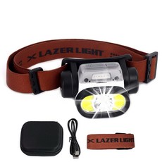 초강력 모션센서 헤드랜턴 400루멘 C타입 충전식 LED 등산 해루질 낚시, 1세트, 블랙브라운