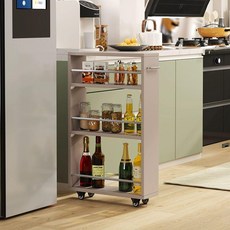 주방 틈새 수납장 서랍장 선반 빌트인 부엌 냉장고장, 조립형, 너비 20 깊이 45 카키 그레이