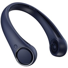 코스키 휴대용 무선 넥밴드 선풍기 BLDC 대용량 4000mAh-M5 부직포주머니 포함, 네이비