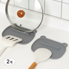 인헨스몰 곰돌이 실리콘 조리도구 받침대, 2개, 그레이