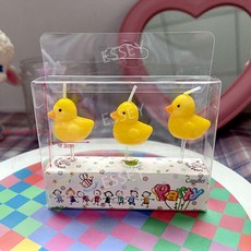 조각 케이크 케익 모형 장식, 18. 입체적인 오리 촛불 3 개 들이