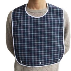 全棉防水成人圍嘴食飯兜 老年人防漏喫飯 立體超大免洗圍兜 成人圍兜 人飯兜 防水飯兜 加大飯兜 成人飯兜 老人圍兜, 1個, 特小號藍色（無口袋）