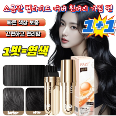 1+1 소금관 펩타이드 커버 흰머리 가림 펜 물과 땀에 강한 헤어 컬러 스틱 식물성건강자연보색, (1+1자루) [다크 브라운]