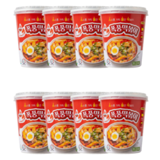 올바이 컵 떡볶이 쌀떡 매운 달콤 야식 상온보관 캠핑, 8개, 175g