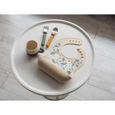 【MEROWARE】GINA 小捕手 矽膠立體圍兜 4色可選【La nube親子選物 台灣總代理】, 奶茶啡 + 繽紛磨石, 1個, 1個裝