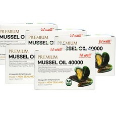하이웰 초록입홍합오일 40000 소프트젤 Hi Well Premium Mussel Oil, 5개, 90정