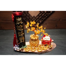 金玉滿堂炭雕搖錢樹盆栽，開幕入厝升遷風水擺飾，招財納福炭雕工藝手作盆景, 1個, 炭大吉