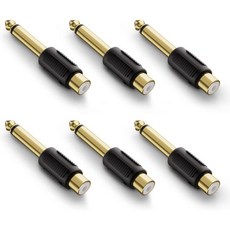 VCE RCA 1/4인치 오디오 어댑터 6.35mm 모노 플러그 암 to RCA 암 커넥터 6개 세트, VCE RCA 1/4인치 오디오 어댑터, 6.35mm