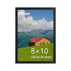 olivet 우드그레인 인테리어 액자 벽걸이 스탠드 겸용 무타공 사진틀 8*10 (20x25.4cm), 1개, 검정색