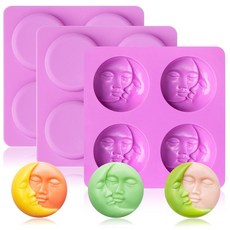 [ 1230819 ] GALIVET 초승달 얼굴 실리콘 비누 몰드 3개 DIY 캔들 레진 로션 바 배쓰밤 콘크리트 수제 제작용