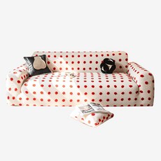 [따뜻한 겨울홈] 부클 도트 소파커버 (스커트형/기본형) 북유럽 감성 포인트 땡땡이 소파커버, 블랙 도트