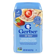 Gerber Lil' Bits® 시리얼 8개월 이상 영유아용 오트밀 바나나 딸기 227g(8oz) Gerber (거버)