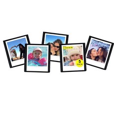 CAIYOULE 폴라로이드 고용 자석 사진 프레임 고와 호환되는 냉장고용 인스턴트 필름 포켓 마그네틱 투명 커버가 있는 냉장고 5.3 x 6.6cm2.12 2.62인치 5팩, 2.12*2.62 Inch 5 Pack, 블랙