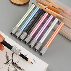 메탈 몽당 연필 홀더 몽땅 깍지 미술 색연필 연장 그립 익스텐더 펜 펜슬 볼펜 손잡이 컬러 예쁜, 검정, 1개