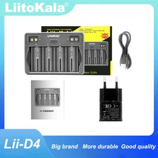 리토칼라 Lii-D4 4슬롯 D 26650 18650 21700 16340 AA C 3.7V 1.2V 9V 리튬 니켈수소 스마트 배터리 충전기, 01 Lii-D4-5V-2A-EU