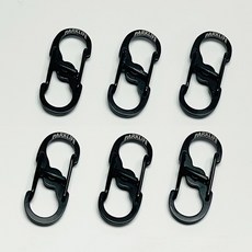 파크라이프 마이크로락 스텐 고강도 양방향 초미니 카라비너 도난방지 잠금장치 블랙 6P, 6개, 블랙6개