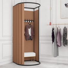 탈의실 피팅룸 의류매장 스튜디오 간이 쇼핑몰 부스 매장 옷가게 스탠드형 커튼, 라이트 커피 - 린넨