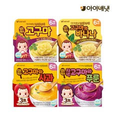 아이배냇 베베 떠먹는 유아용 자연간식 3종 고구마3 바나나3 총6개, 90g, 1개, 고구마/바나나