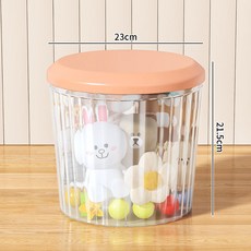 【格森】收納凳兒童毛絨玩具收納箱 玩偶收納桶 透明儲物凳 可坐凳子, 新小款--櫻花粉, 1個