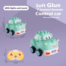 원격 제어 드롭 및 충돌 방지 방수 전기 자동차 음악 조명 생일 선물과 만화 RC 택시, green