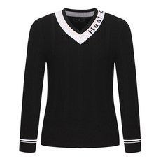 힐크릭 여성골프니트 H412 여성 골조직브이넥풀오버/BLACK 1HCSWS4552K_SC