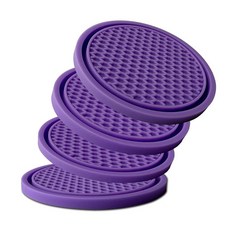 KULOLO 자동차 방지 유연한 밴용 SUV 트럭 홀더 방지 충격 4팩 미끄럼 코스터, 퍼플.