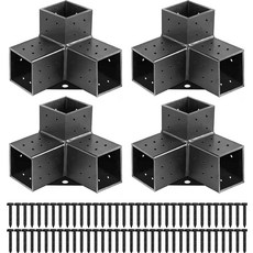 SSKFerier Pergola 브래킷 키트 4x4 목공 DIY 3방향 직각 모서리 확장용 고가 목재 스탠드, 4PC 3-Way 4*4