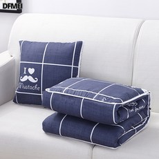 DFMEI 抱枕被子兩用靠枕 春夏辦公室午睡枕頭 禮品靠墊摺疊多功能空調被, 花型隨機發
