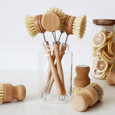 [1+1] 정직한솔 사이잘삼 자연유래 우드 세척솔 타입2종, 1세트, 팟브러쉬 1P+롱브러쉬 1P