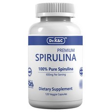 DrKnC 高級螺旋藻 600毫克 素食膠囊, 1個, 120錠