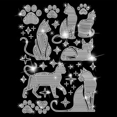 1개 고양이 모양 유리 핫픽스 라인스톤 다리미 부착형 액세서리 (옷 가방 바지용) 297x210mm, 혼합색