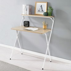 키모 접이식 데스크 선반형, 화이트+오크