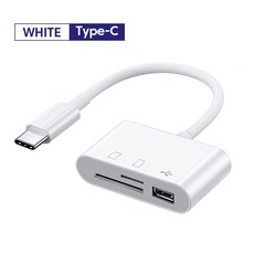 3in 1 Type-C 카드 리더기 OTG SD TF USB 메모리 변환기(IPad IPhone for Mac Book Tablet C, 01 White