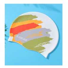 KAISIDA 수영 모자 미끄럼 방지 방수 수영 모자 남성용 성인용 실리콘 수영 모자 편안, 2)색상풀 화이트