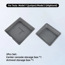 tesla 호환 Model Y Juniper 3 Highland 중앙 보관함 투명 팔걸이 상자 내부 액세서리에 적합, 01 2Pcs Set