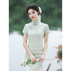 旗袍連衣裙 新中式國風年輕款氣質長裙, 1個, 杏色披肩【都是均碼 下單任意尺碼皆可】,M